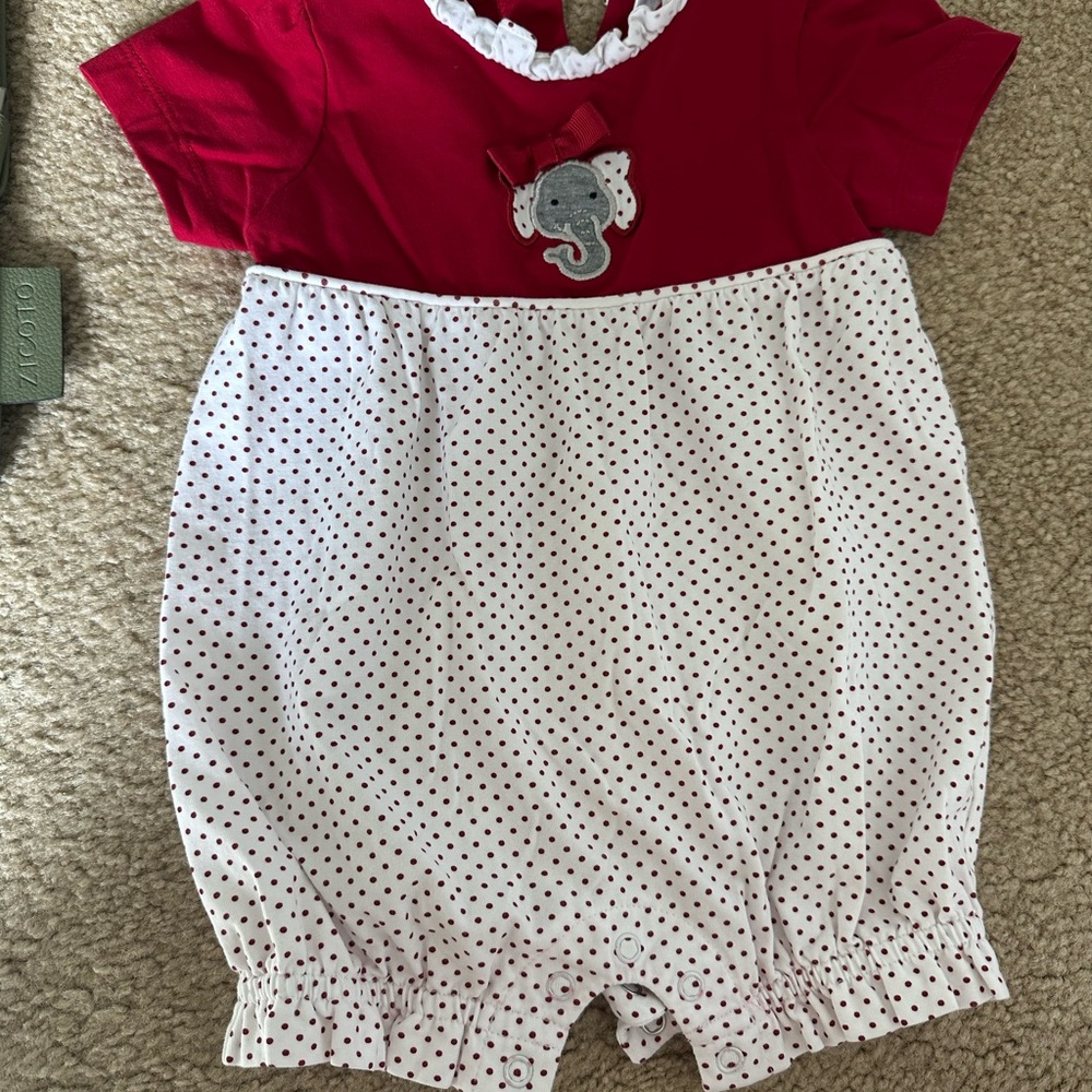 Alabama Red and White Polka Dot Baby Romper